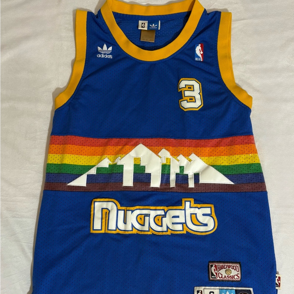 Adidas Mens Small Allen Iverson Denver Nuggets NBA Jersey with Rainbow Accents